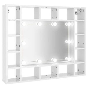Szafka z lustrem i LED, biała z połyskiem, 91x15x76,5 cm