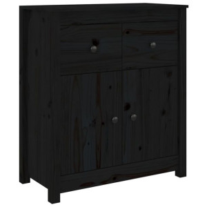 Szafka, czarna, 70x35x80 cm, lite drewno sosnowe
