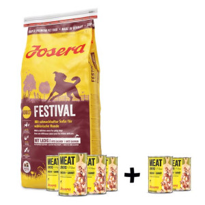 Pakiet Josera Festival Łosoś 15 kg, 4 x Josera MeatLovers Kurczak z Marchew