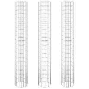 Okrągłe donice gabionowe, podniesione, 3 szt., stal, Ø30x200 cm