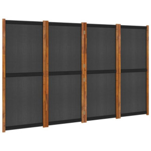 Parawan 4-panelowy, czarny, 280 x 180 cm