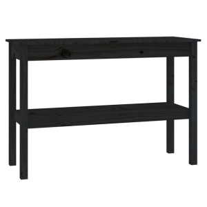 Stolik konsolowy, czarny, 110x40x75 cm, lite drewno sosnowe