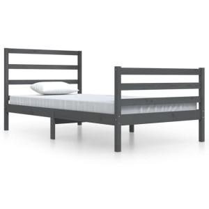 Rama łóżka, szara, lite drewno sosnowe, 100 x 200 cm