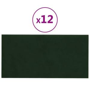 Panele ścienne, 12 szt, ciemnozielone, 30x15 cm, aksamitne