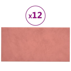 Panele ścienne, 12 szt., różowe, 30x15 cm, aksamitne