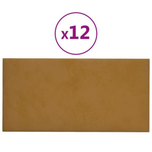 Panele ścienne, 12 szt., brązowe, 30x15 cm, aksamitne
