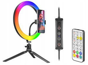 Lampa pierścieniowa TRACER RGB RING 26cm + statyw