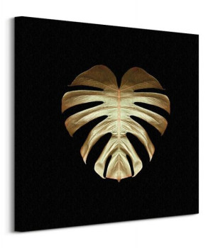 Gold Deco Monstera - obraz na płótnie 60x60 cm