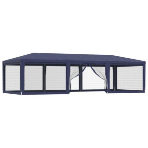 Namiot imprezowy z 8 ścianami z siatki, niebieski, 9x4 m, HDPE