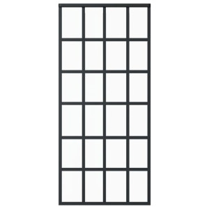 Drzwi przesuwne, szkło ESG i aluminium, 90x205 cm, czarne