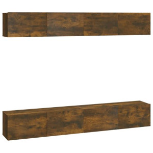Szafki ścienne pod TV, 4 szt., dąb sonoma, 100x30x30 cm