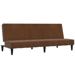 2-osobowa sofa rozkładana, brązowa, obita mikrofibrą