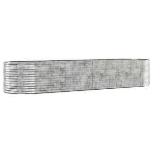 Donica ogrodowa, malowana proszkowo stal 396x100x68 cm, srebrna