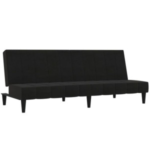 2-osobowa sofa rozkładana, czarna, obita mikrofibrą
