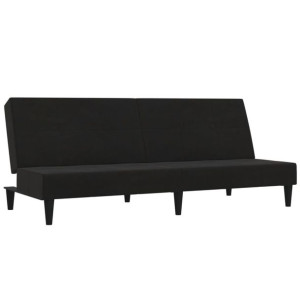 2-osobowa sofa rozkładana, czarna, obita mikrofibrą