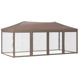 Składany namiot imprezowy ze ściankami, taupe, 3x6 m