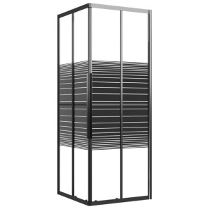 Kabina prysznicowa w paski, ESG, 80x80x180 cm, czarna