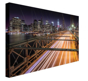 Light Trails Brooklyn Bridge - obraz na płótnie 80x60 cm