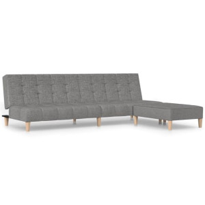 2-osobowa sofa z podnóżkiem, jasnoszara, tapicerowana tkaniną