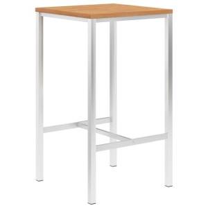 Stolik barowy, 60x60x105 cm, drewno tekowe i stal nierdzewna