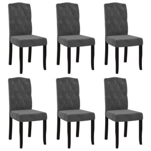 Krzesła stołowe, 6 szt., ciemnoszare, obite aksamitem