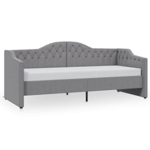 Łóżko dzienne z materacem i USB, jasnoszara tkanina, 90x200 cm