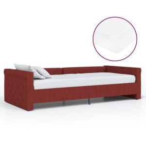 Łóżko dzienne z materacem i USB, winna czerwień, 90x200 cm