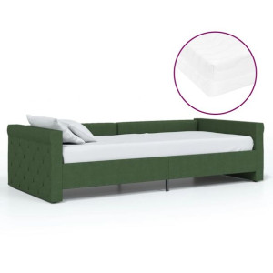 Łóżko dzienne z materacem i USB, ciemnozielone, 90x200 cm