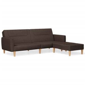 2-osobowa sofa z podnóżkiem, ciemny brąz, tapicerowana tkaniną