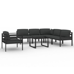 7-cz. zestaw mebli ogrodowych, poduszki, aluminium, antracyt
