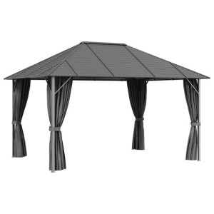 Altana z zadaszeniem i zasłonkami, 4x3 m, antracytowa