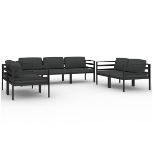 7-cz. zestaw mebli ogrodowych, poduszki, aluminium, antracyt