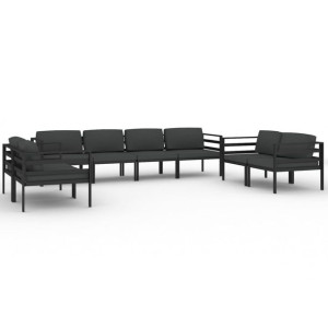 8-cz. zestaw mebli ogrodowych, poduszki, aluminium, antracyt