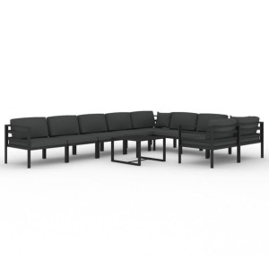 10-cz. zestaw mebli ogrodowych, poduszki, aluminium, antracyt