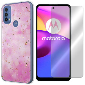 Etui Do Motorola Moto E40 Gold Trendy + Szkło 9h