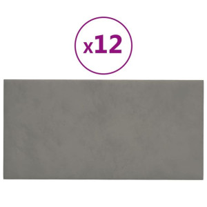 Panele ścienne, 12 szt., jasnoszare, 30x15 cm, aksamitne