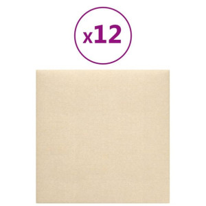 Panele ścienne, 12 szt., kremowe, 30x30 cm, tkanina, 1,08 m²