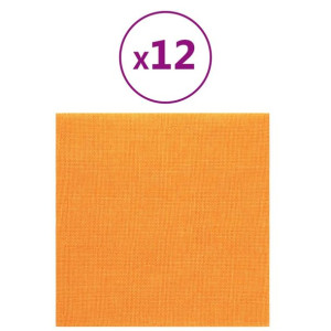 Panele ścienne, 12 szt, ciemnożółte, 30x30 cm, tkanina, 1,08 m²