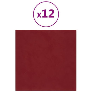 Panele ścienne, 12 szt, kolor wina, 30x30 cm, aksamit, 1,08 m²