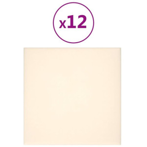 Panele ścienne, 12 szt., kremowe, 30x30 cm, aksamit, 1,08 m²