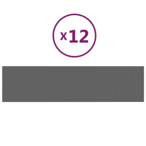 Panele ścienne, 12 szt., jasnoszare, 60x15 cm, tkanina, 1,08 m²