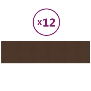 Panele ścienne, 12 szt., brązowe, 60x15 cm, tkanina, 1,08 m²