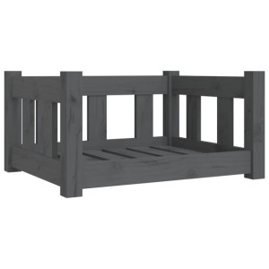 Legowisko dla psa, szare, 55,5x45,5x28 cm, lite drewno sosnowe