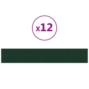 Panele ścienne, 12 szt, ciemnozielone, 90x15 cm tkanina 1,62 m²