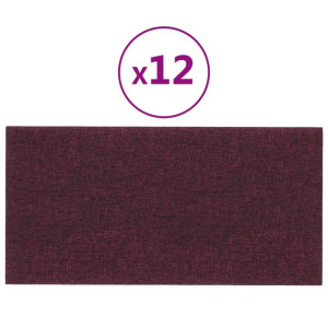 Panele ścienne, 12 szt., fioletowe, 60x30 cm, tkanina, 2,16 m²