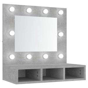 Szafka z lustrem i oświetleniem LED, szary beton, 60x31,5x62 cm