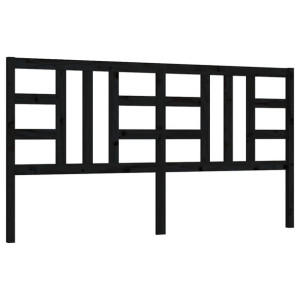 Wezgłowie łóżka, czarne, 206x4x100 cm, lite drewno sosnowe
