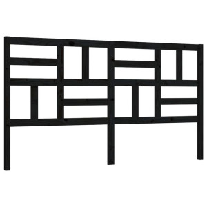 Wezgłowie łóżka, czarne, 186x4x104 cm, lite drewno sosnowe