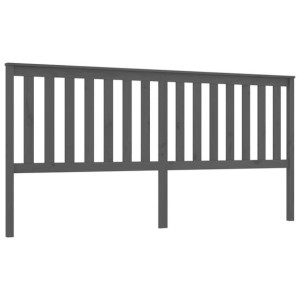 Wezgłowie łóżka, szare, 206x6x101 cm, lite drewno sosnowe