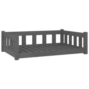 Legowisko dla psa, szare, 95,5x65,5x28 cm, lite drewno sosnowe